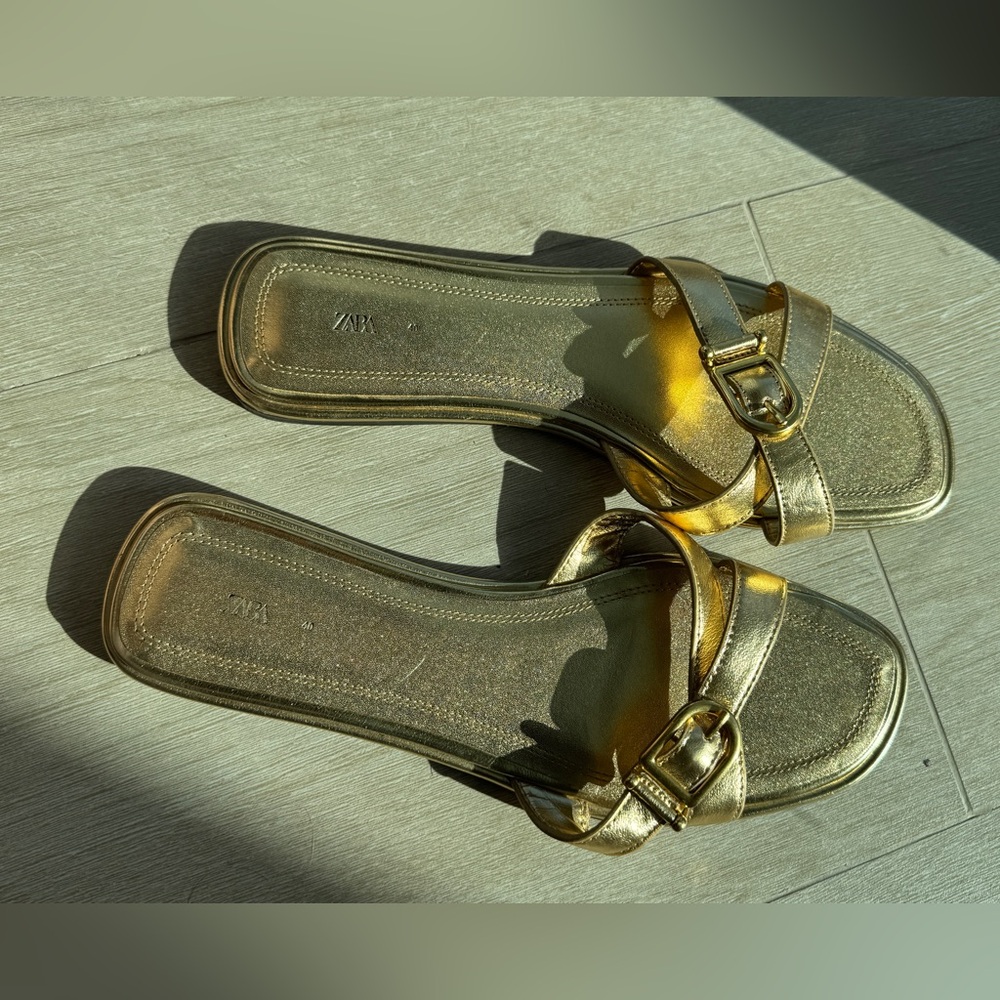 Gold metallic zara sandals